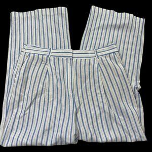 Loft Wide leg Peyton Linen Blend Stripe pants Women's size 14